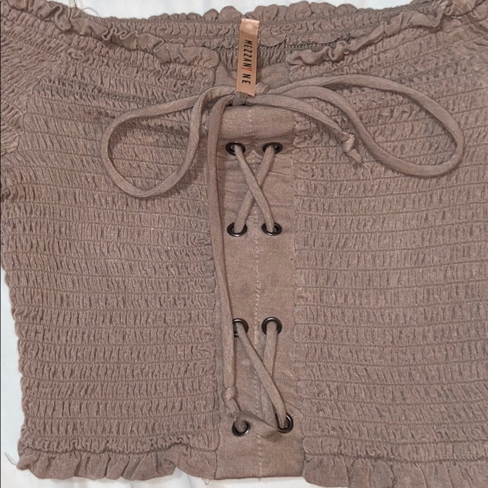 Off the shoulder brown crop top